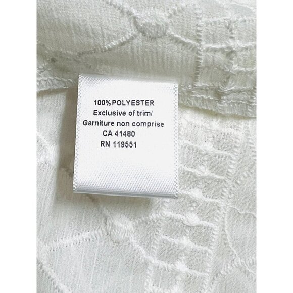 GF Collection Tank Top Off White Embroidered Eyelet Sheer High Low V-Neck Size M - Picture 8 of 15